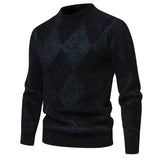 Maglione Argyle invernale da uomo - Girocollo - Lavorato a maglia - Manica lunga - Motivo classico