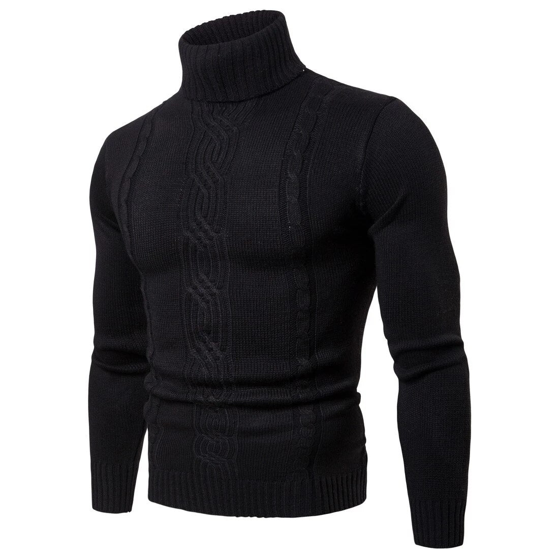 Maglione a collo alto da uomo invernale - Maglia a trecce - Extra caldo e strutturato - Polsini e orlo a coste