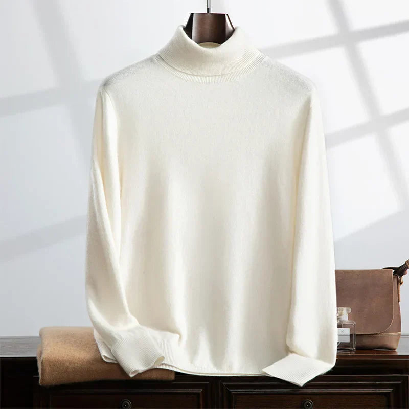 Maglione a collo alto invernale da uomo – Cashmere – Vestibilità comoda – Maglia a coste – Lunghezza intera