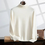 Maglione a collo alto invernale da uomo – Cashmere – Vestibilità comoda – Maglia a coste – Lunghezza intera