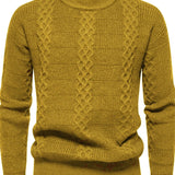 Maglione a trecce da uomo - Caldo misto lana invernale - Vestibilità regolare - Girocollo - Abbigliamento casual invernale