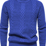 Maglione a trecce da uomo - Caldo misto lana invernale - Vestibilità regolare - Girocollo - Abbigliamento casual invernale