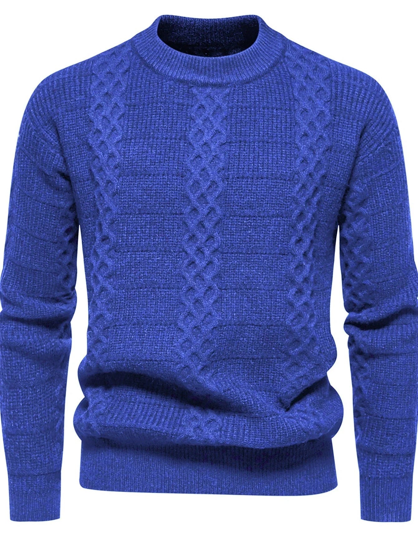 Maglione a trecce da uomo - Caldo misto lana invernale - Vestibilità regolare - Girocollo - Abbigliamento casual invernale