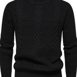Maglione a trecce da uomo - Caldo misto lana invernale - Vestibilità regolare - Girocollo - Abbigliamento casual invernale
