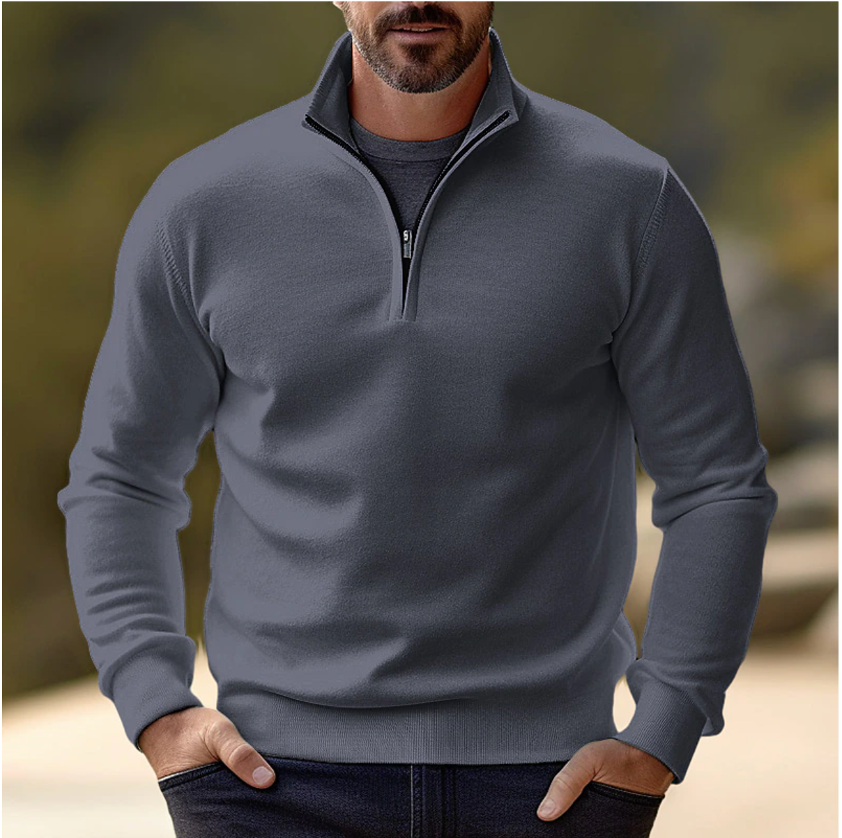 Maglione autunnale con mezza zip | Maglia morbida, traspirante, ideale per vestirsi a strati