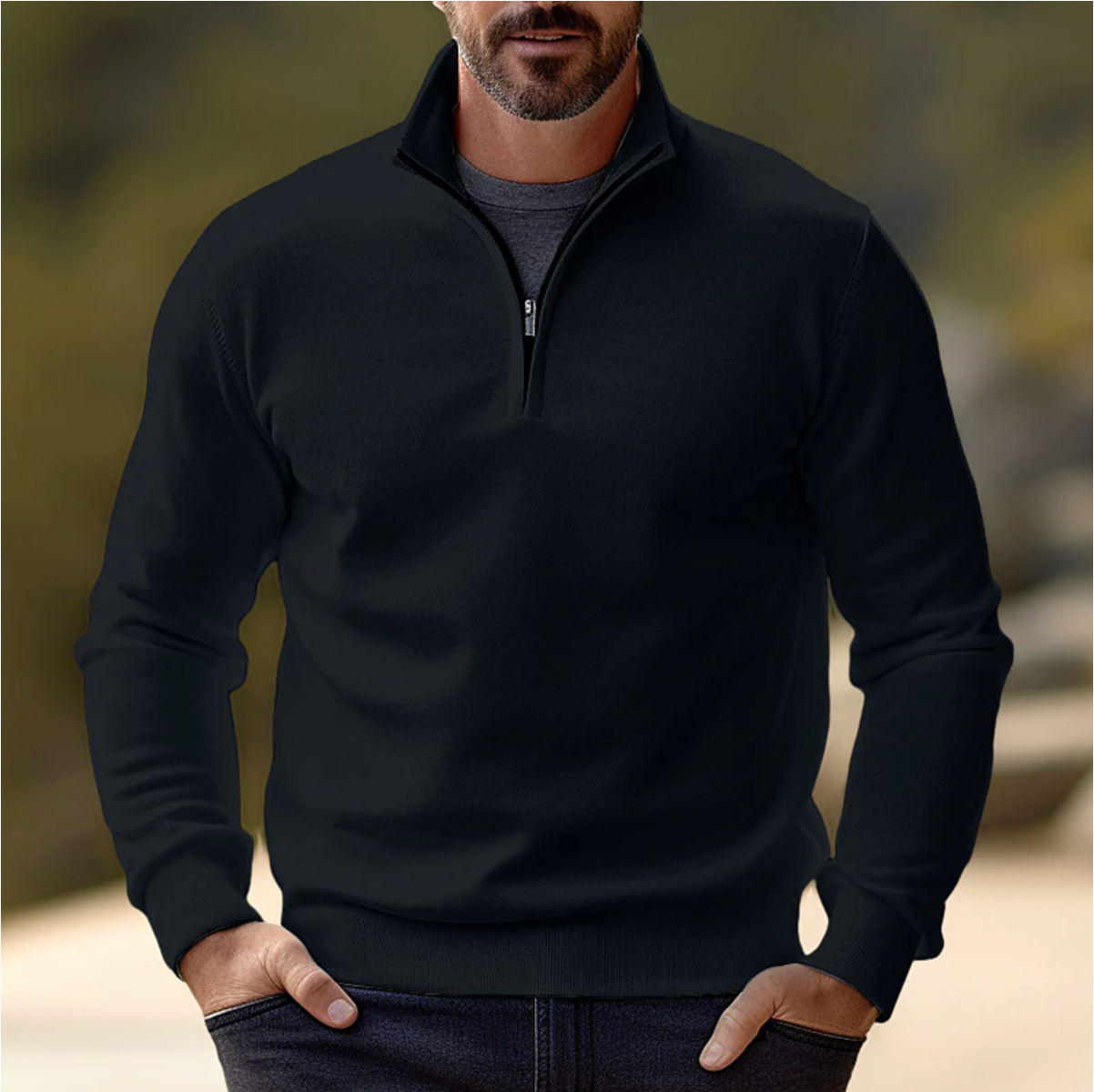 Maglione autunnale con mezza zip | Maglia morbida, traspirante, ideale per vestirsi a strati