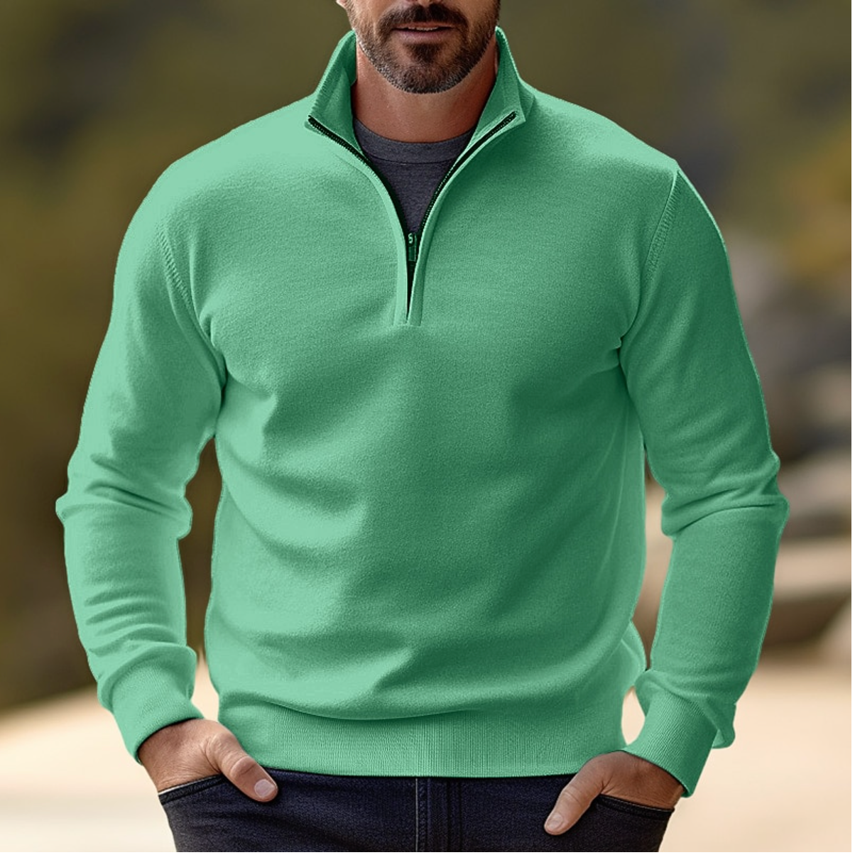 Maglione autunnale con mezza zip | Maglia morbida, traspirante, ideale per vestirsi a strati