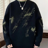 Maglione invernale da uomo lavorato a maglia effetto consumato