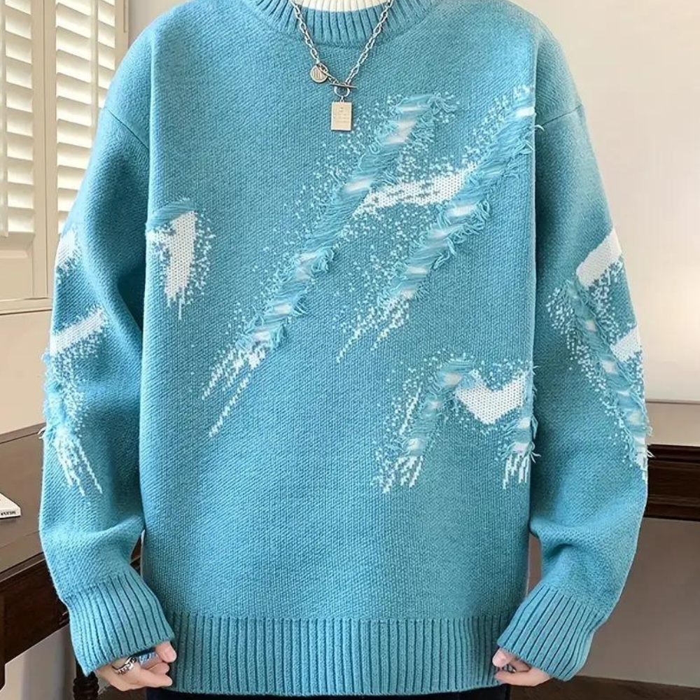 Maglione invernale da uomo lavorato a maglia effetto consumato