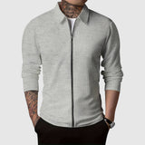 Maglione con cerniera da uomo – Maglia a nido d'ape – Design aderente – Abbigliamento autunnale a maniche lunghe