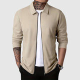 Maglione con cerniera da uomo – Maglia a nido d'ape – Design aderente – Abbigliamento autunnale a maniche lunghe
