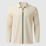 Maglione con cerniera da uomo – Maglia a nido d'ape – Design aderente – Abbigliamento autunnale a maniche lunghe