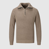 Maglione invernale da uomo con mezza zip - Maglia testurizzata - Collo alto - Polsini e orlo a coste - Abbigliamento casual
