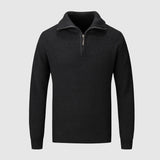 Maglione invernale da uomo con mezza zip - Maglia testurizzata - Collo alto - Polsini e orlo a coste - Abbigliamento casual