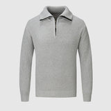 Maglione invernale da uomo con mezza zip - Maglia testurizzata - Collo alto - Polsini e orlo a coste - Abbigliamento casual