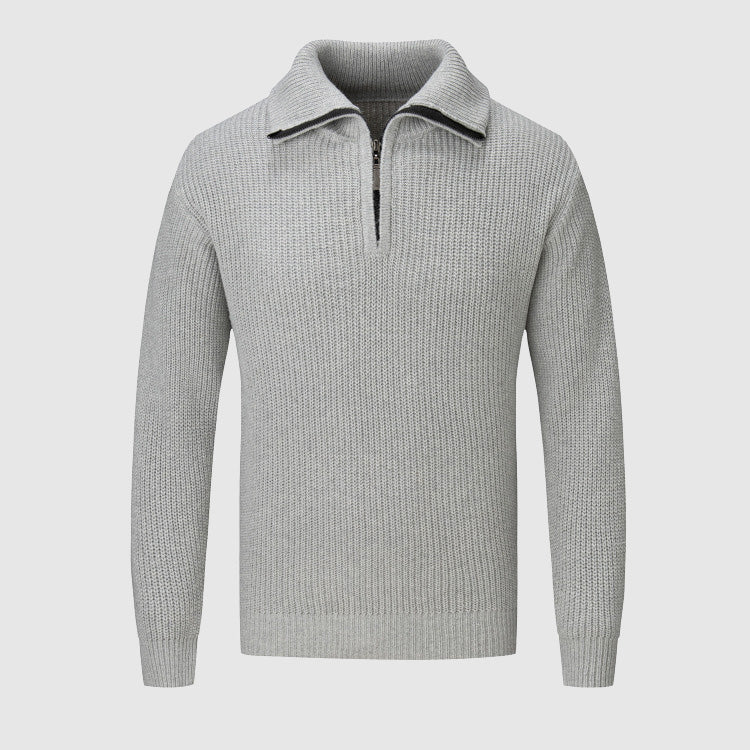 Maglione invernale da uomo con mezza zip - Maglia testurizzata - Collo alto - Polsini e orlo a coste - Abbigliamento casual