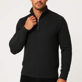 Maglione invernale da uomo con mezza zip – Maglia testurizzata – Vestibilità su misura – Rifiniture a coste – Morbido al tatto