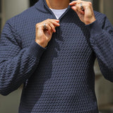 Maglione invernale da uomo con mezza zip – Maglia testurizzata – Vestibilità su misura – Rifiniture a coste – Morbido al tatto