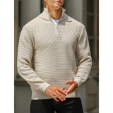 Maglione invernale da uomo con mezza zip – Maglia testurizzata – Vestibilità su misura – Rifiniture a coste – Morbido al tatto