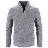 Maglione invernale da uomo in maglia - Misto lana - Zip a un quarto - Collo a coste - Vestibilità classica