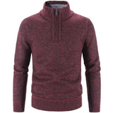 Maglione invernale da uomo in maglia - Misto lana - Zip a un quarto - Collo a coste - Vestibilità classica