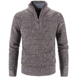 Maglione invernale da uomo in maglia - Misto lana - Zip a un quarto - Collo a coste - Vestibilità classica