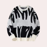 Maglione invernale da uomo - Design astratto - Girocollo - Manica lunga - Polsini a coste