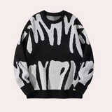 Maglione invernale da uomo - Design astratto - Girocollo - Manica lunga - Polsini a coste