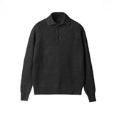Maglione lavorato a maglia da uomo – Autunno – Vestibilità slim – Maglia a trecce – Collo polo – Manica lunga – Abbigliamento elegante