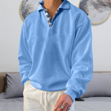 Polo a maniche lunghe da uomo - Colletto classico - Abbottonatura - Vestibilità comoda e casual - Perfetto per l'autunno