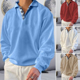 Polo a maniche lunghe da uomo - Colletto classico - Abbottonatura - Vestibilità comoda e casual - Perfetto per l'autunno