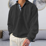 Polo a maniche lunghe da uomo - Colletto classico - Abbottonatura - Vestibilità comoda e casual - Perfetto per l'autunno
