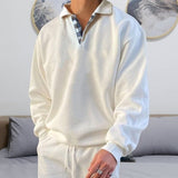 Polo a maniche lunghe da uomo - Colletto classico - Abbottonatura - Vestibilità comoda e casual - Perfetto per l'autunno
