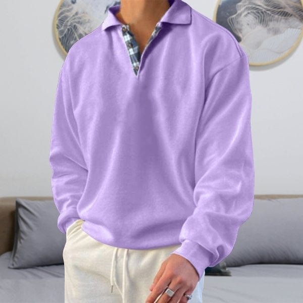 Polo a maniche lunghe da uomo - Colletto classico - Abbottonatura - Vestibilità comoda e casual - Perfetto per l'autunno