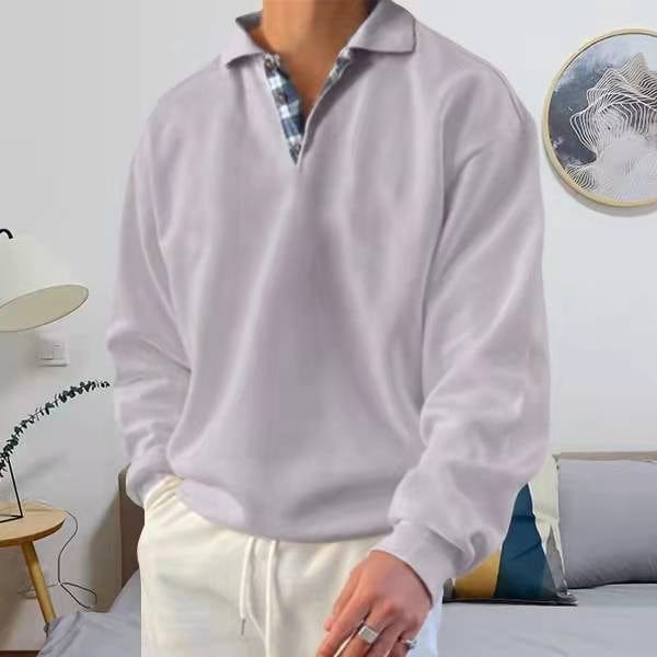 Polo a maniche lunghe da uomo - Colletto classico - Abbottonatura - Vestibilità comoda e casual - Perfetto per l'autunno
