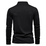 Polo da uomo a maniche lunghe - Mezza cerniera - Autunnale elegante - Colletto strutturato