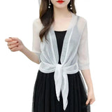 Cardigan autunnale con lacci radioso - Eleganza pura di BIANCA