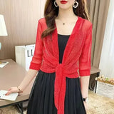 Cardigan autunnale con lacci radioso - Eleganza pura di BIANCA