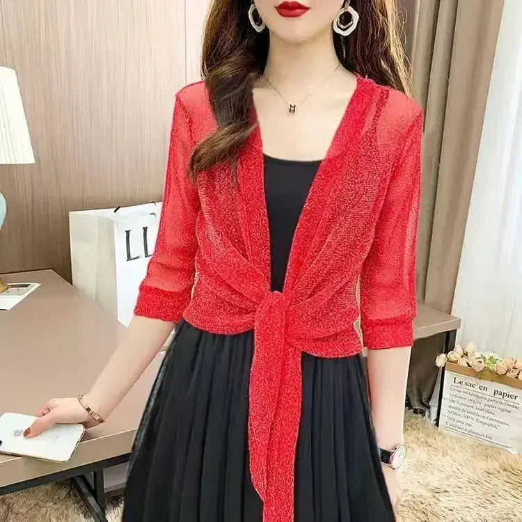 Cardigan autunnale con lacci radioso - Eleganza pura di BIANCA