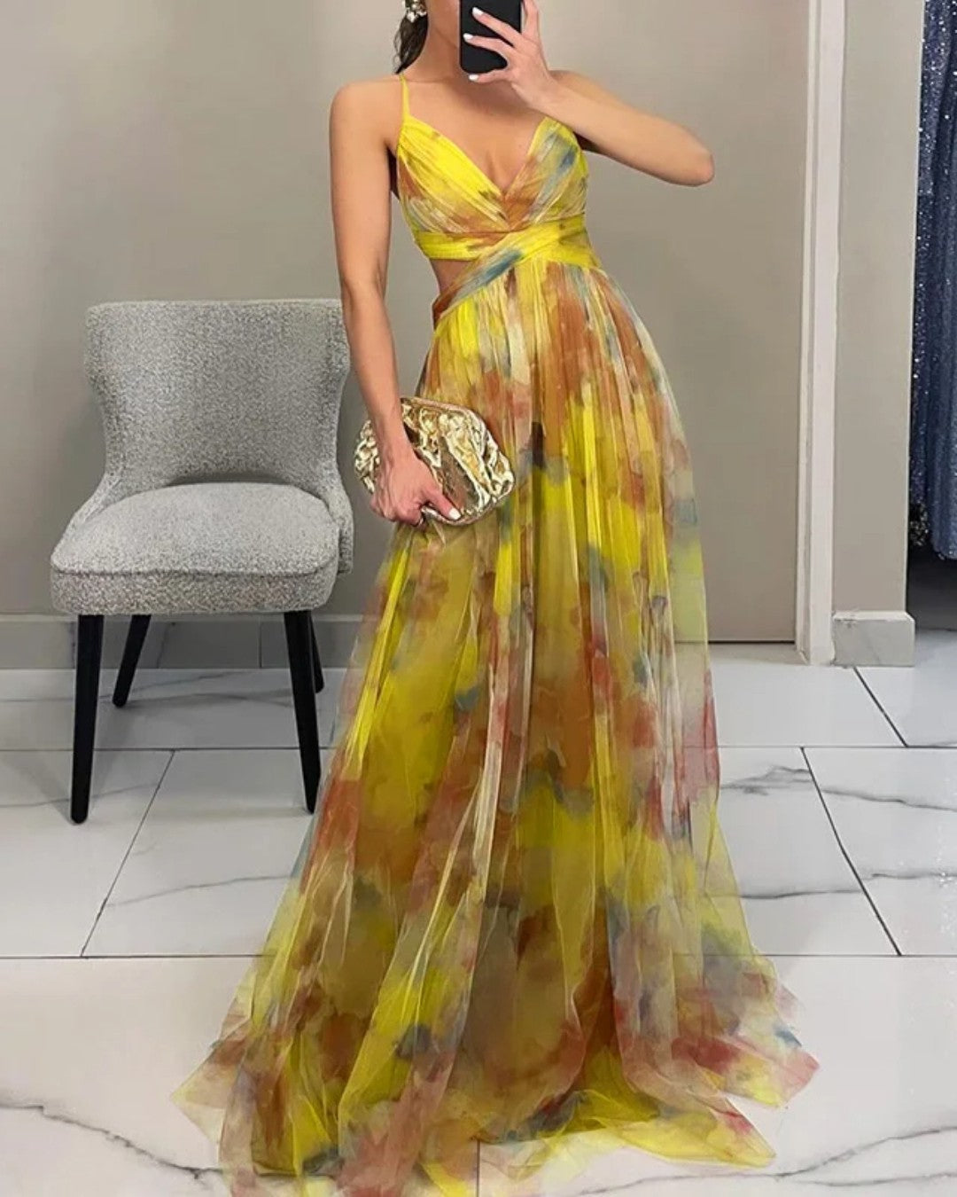 Gisella | Incantevole abito lungo a fiori
