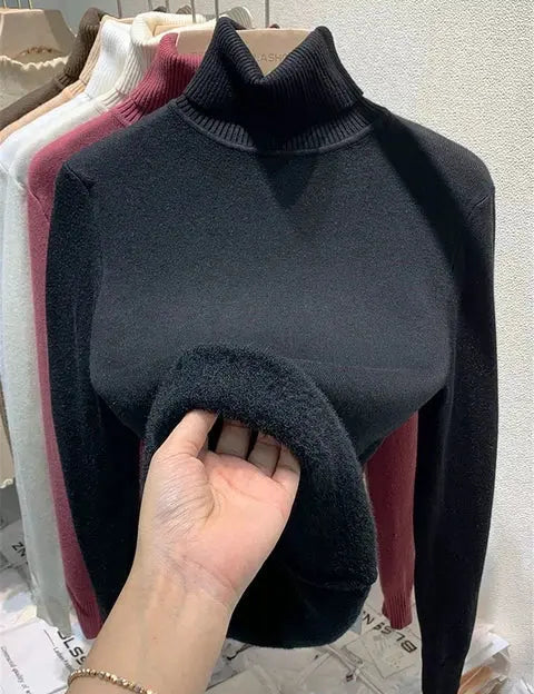 ARGENTO | Caldo maglione invernale a collo alto foderato in pile