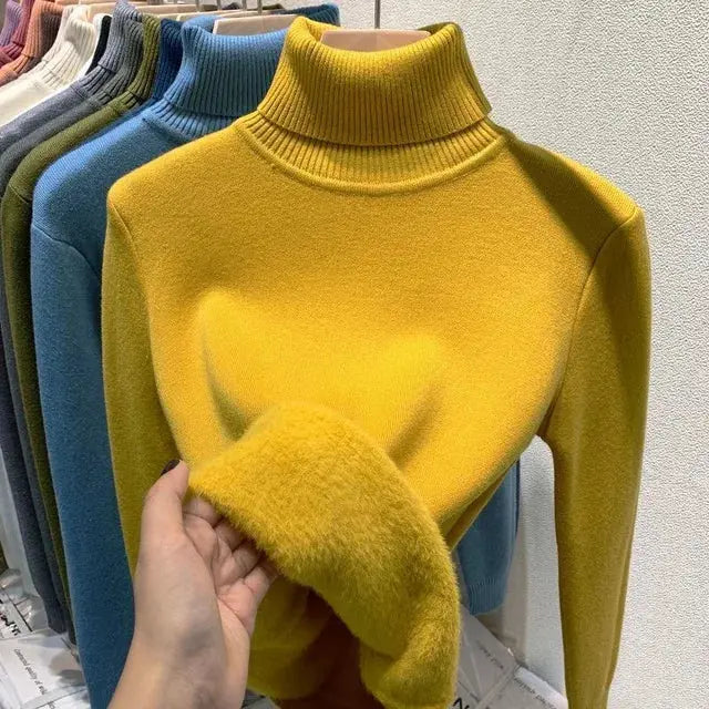 ARGENTO | Caldo maglione invernale a collo alto foderato in pile