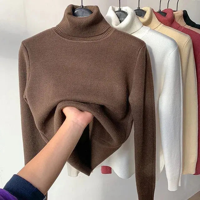 ARGENTO | Caldo maglione invernale a collo alto foderato in pile