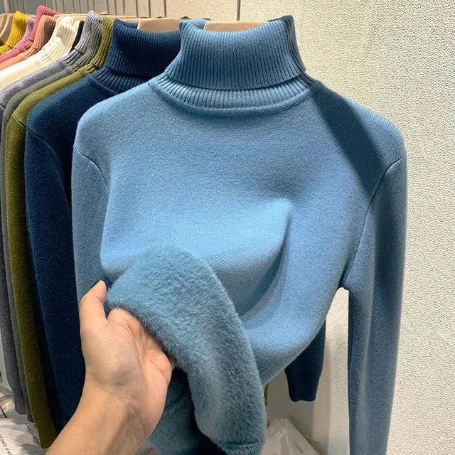 ARGENTO | Caldo maglione invernale a collo alto foderato in pile