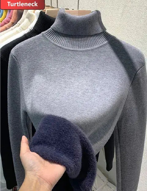 ARGENTO | Caldo maglione invernale a collo alto foderato in pile
