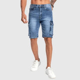 Uomini - Pantaloncini Cargo in Denim - Estivi - Media Lunghezza - Diverse Tasche - Fit Casual