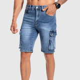 Uomini - Pantaloncini Cargo in Denim - Estivi - Media Lunghezza - Diverse Tasche - Fit Casual