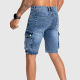 Uomini - Pantaloncini Cargo in Denim - Estivi - Media Lunghezza - Diverse Tasche - Fit Casual