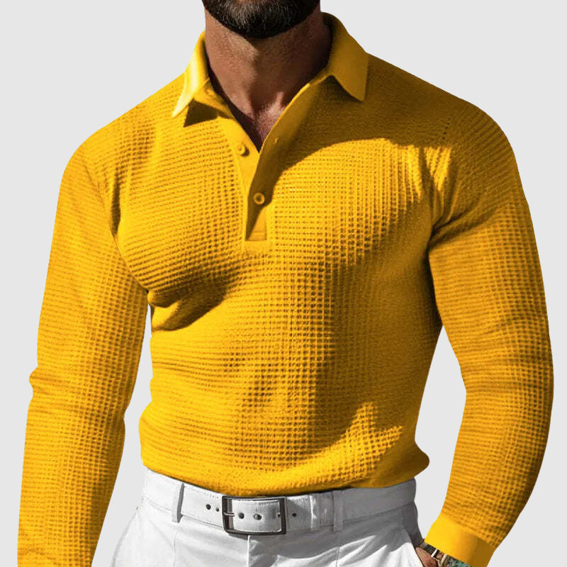 Steve | Polo a maniche lunghe in maglia Elite Texture Autunnale