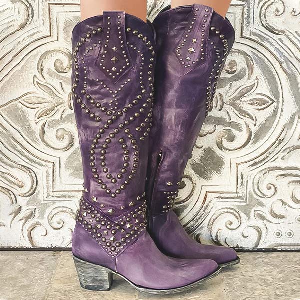 Stivali da cowboy alti fino al ginocchio per donna | Vintage Autunnali